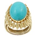 14k Yellow Gold Turquoise Estate Cocktail Ring (Size 7)