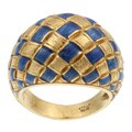 18k Yellow Gold and Hand-painted Enamel Estate Ring (Size 6.5)