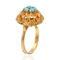 18k Yellow Gold Turquoise Nest Estate Cocktail Ring (Size 8.5)