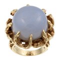 14k Yellow Gold Blue Agate Estate Freeform Cocktail Ring (Size 6)