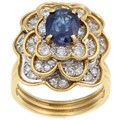 18k Gold Sapphire/ 1 1/5ct TDW Diamond Estate Ring (J, SI2) (Size 6.5)