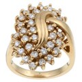 14k Gold 1 1/3ct TDW Diamond Estate Cocktail Ring (J, SI1) (Size 6)