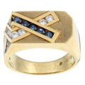 18k Gold Men's Sapphire/ 1/2ct TDW Diamond Estate Ring (H, VS2) (Size 9.75)