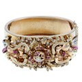 14k Gold Synthetic Ruby and 5/8ct TDW Diamond Estate Bangle (J, I2)