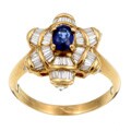 18k Gold Sapphire/ 1 1/5ct TDW Diamond Estate Ring (J, VS2) (Size 9)
