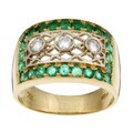 18k Gold 1/5ct TDW Emerald and Diamond Estate Ring (Size 7)
