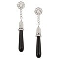Platinum Onyx and 1ct TDW Diamond Estate Earrings (K, VS2)