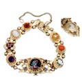 14k Yellow Gold Gemstone Link Estate Bracelet Watch