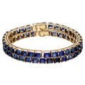 14k Yellow Gold Created Sapphire Estate Bracelets (Set of 2)