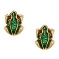 18k Yellow Gold Enamel Frog Estate Earrings