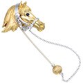 18k Yellow Gold 1/10ct TDW Diamond Horse Estate Stick Pin