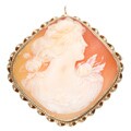 14k Yellow Gold Cameo Estate Brooch