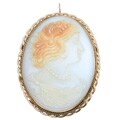 14k Yellow Gold Cameo Estate Brooch