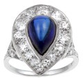 Platinum Sapphire/ 1 2/5ct TDW Diamond Estate Ring (J, SI1) (Size 5.5)