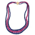 Natural Sapphire and Ruby 3-strand Estate Necklace