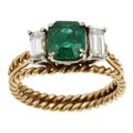 18k Gold Emerald and 1/2ct TDW Diamond Estate Ring (K, SI1) (Size 6.25)