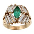 14k Gold Emerald/ 2 1/5ct TDW Diamond Estate Ring (J, SI1) (Size 4.5)
