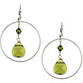 Charming Life Green Crystal Briolette Hoop Earrings