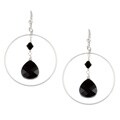 Charming Life Black Crystal Briolette Hoop Earrings