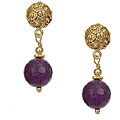 Charming Life 22k Gold Overlay Amethyst Bali Earrings