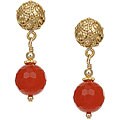 Charming Life 22k Gold Overlay Carnelian Bali Earrings