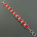 Silver Red Sea Coral Adjustable Toggle Bracelet (Indonesia)