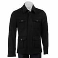 French Connection Men's Black Wool/Cashmere Blend Military Coat