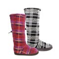 Muk Luks Women's Memory Foam Plaid Knit Toggle Boots