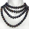 Endless Peacock Black Freshwater Pearl Necklace (8-9 mm)