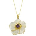 Gold Mother Of Pearl Flower With Amethyst Necklace