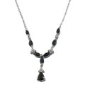 14k White Gold Blue Sapphire and 1/8ct TDW Diamond Necklace