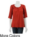 Tammy Mars Women's Shirred Scoop-neck 3/4-sleeve Top