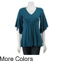 Tammy Mars Women's V-neck Ruche Front Kimono Top
