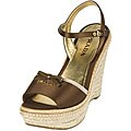 Prada Women's Brown Satin Wedges