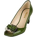 Prada Women's 'Vernice 1' Green Buckle Pumps