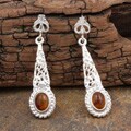 Sterling Silver Honey Amber Drop Earrings (Poland)