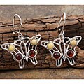 Sterling Silver Milky and Honey Amber Butterfly Earrings (Poland)