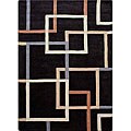 Hand-tufted Black Boxes Rug (7'6 x 9'6)