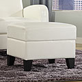 Noah Faux Leather White Ottoman