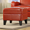Noah Faux Leather Red Ottoman