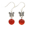 Sterling Silver Agate Butterfly Earrings (China)