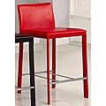 Euro Design Red Leather Counter Stools (Set of 2)