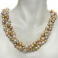 Sterling Silver Pink Multi FW Pearl Twisted Necklace (4-8 mm)