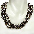 Sterling Silver Chocolate FW Pearl Twisted Necklace (4-8 mm)