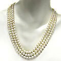 Sterling Silver FW Graduated Pearl 3-row Necklace (4-7 mm)