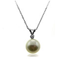 Sterling Silver Freshwater Pearl and Diamond Necklace (8-8.5 mm)