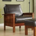 Hills Mission-style Bi-cast Leather/ Oak Chair