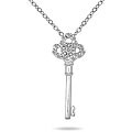 10k White Gold 1/10ct TDW Diamond Key Necklace (I-J, I1-I2)