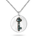 10k Gold 1/8ct TDW Blue Diamond Key Tag Necklace