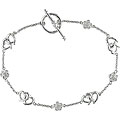 Sterling Silver Diamond Heart and Flower Bracelet